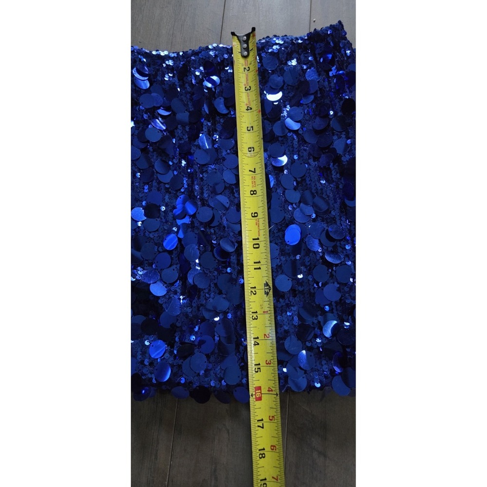 Guanyy Royal Blue Sequin Mini Skirt With Elastic Waist Women S Retro Y2K - Picture 3 of 4